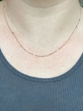 Rose Gold Plated Satellite Necklace Dainty Disc Chain Minimalist Layer Sparkle